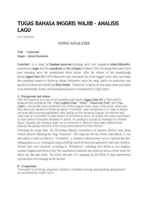 Contoh Analisis Lagu .